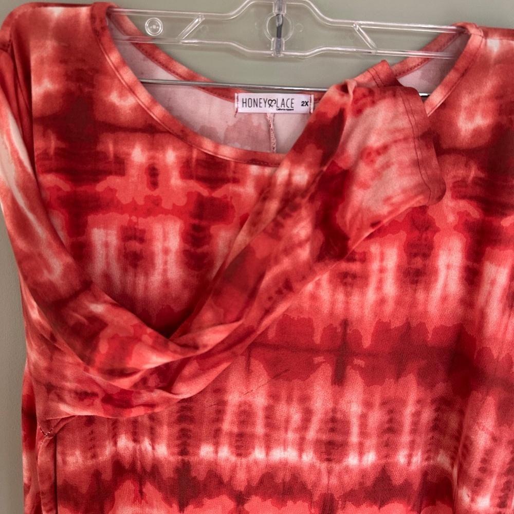 Honey and Lace Long Sleeve Dress Pockets Swing Size 2X Tie Dye Autumn - Picture 7 of 8